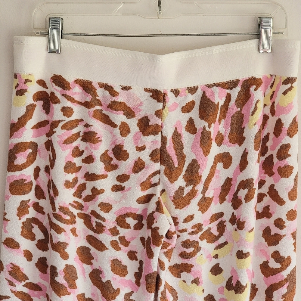 PJ Salvage Pink Leopard Print Bamboo Blend Terry Cloth Pants Beach Lounge Medium - Picture 7 of 12